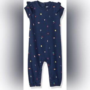 Gymboree Baby Girls' Short Sleeve Long One Piece Footie navy 12-18
